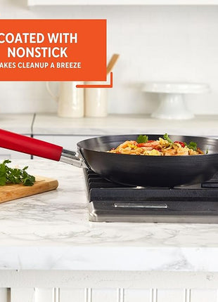 Imusa USA Inch, Red PAN-10046 12" Nonstick Carbon Steel Wok, Handle
