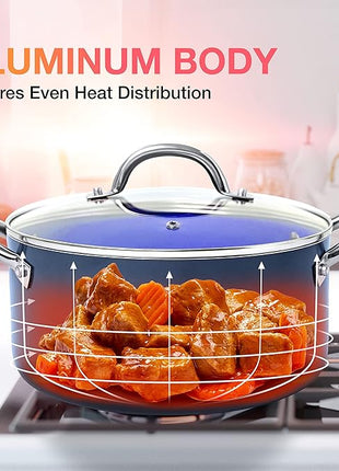 Mueller Sapphire UltraClad Kitchen Induction Pots and Pans Set Nonstick Induction Cookware Sets -24pc for Cooking Kitchen Cookware Sets, Frying Pans