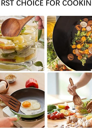 Wooden Spoons for Cooking,12 Pack Wooden Utensils for Cooking Wooden Cooking Utensils Wooden Kitchen Utensils Set Natural Teak Wooden Spatulas for Cooking