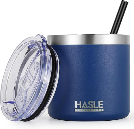 HASLE OUTFITTERS 10oz Insulated Tumblers with Lid and Straw,Stainless Steel Tumbler Travel Coffee Mug,Double Wall Reusable Tumbler Cup for Iced and Hot Drinks(Navy，1 Pack)