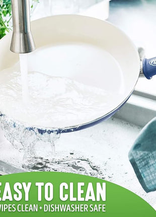 GreenLife Soft Grip Healthy Ceramic Nonstick 12 Piece Cookware Pots and Pans Set, PFAS-Free, Dishwasher Safe, Blue