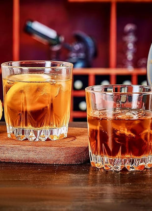 GLASKEY Whiskey Glasses Set of 4,Lead-Free Crystal Old Fashioned Glass,Scotch Glass Tumblers for Drinking Bourbon,Cognac,Irish Whisky,Whisky Glass Gift Set for Men,Dad,Brother-10oz