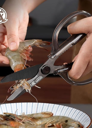 MITSUMOTO SAKARI Heavy Duty Japanese Kitchen Scissors, Multipurpose Detachable Stainless Steel Kitchen Shears, Sharp Cooking Scissors for Meat, Fish, Nuts, Vegetables