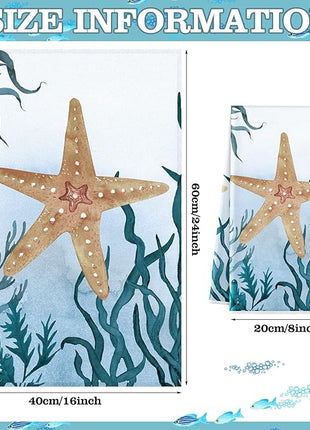 Boyiee Set of 6 Beach Kitchen Towels Sea Ocean Animal Nautical Tea Towels 24 x 16 Inches Kitchen Gifts Turtle Jellyfish Seahorse Hand Dishcloth for Farmhouse Bathroom Decorations