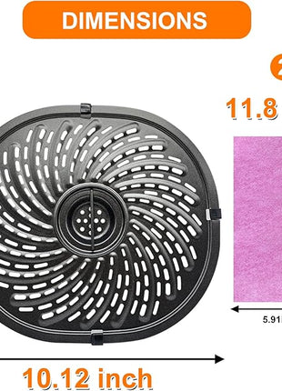 7QT Air Fryer Grill Pan Replacement Parts for PowerXL Gowise Air Fryers, 7QT Upgraded Grill Crisper Plate Tray Rack Grid Shelf with Rubber Bumpers for PowerXL, Non-stick, Dishwasher Safe