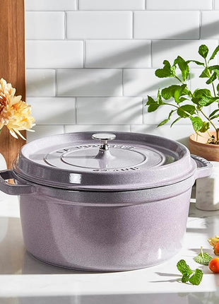STAUB Cast Iron 7-qt Round Cocotte - Lilac