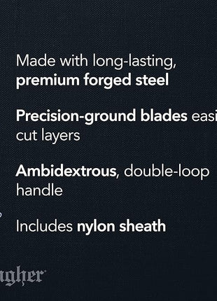 Gingher 5" Fabric Scissors, Premium Forged Steel Fabric Shears, Sharp Knife Edge Sewing Scissors for Cutting Cloth with Protective Sheath, Ambidextrous Design