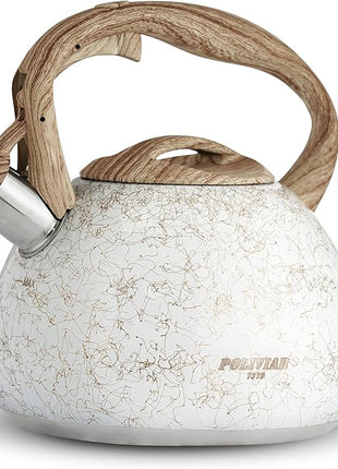 POLIVIAR Tea Kettle, Iron Grey Tea Pot Stovetop, 2.7 Quart Loud Whistling Coffee and Teapot, Food Grade Stainless Steel for Anti-Hot Handle and No-Rust, Suitable for All Heat Sources (JX2020-YB30)