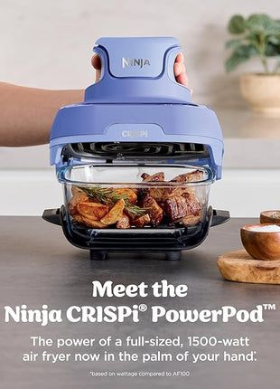 Ninja | Air Fryer | Crispi 4-in-1 Portable Cooking System | 4QT & 6 Cup Glass Containers, Crisper Plates & Storage Lids Included | Microwave, Freezer & Dishwasher Safe | Frosted Lilac | FN101PR