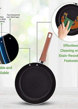 NutriChef 13 Pcs. Nonstick Kitchen Cookware PFOA/PFOS-Free Heat Resistant Kitchenware Set w/Saucepan, Frying Pans, Cooking Pots, Casserole, Lids, & Utensils, Brown, NCCWA13BR