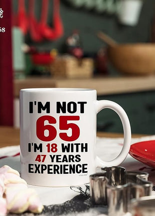 Vivulla68 65th Birthday Mug 11oz - 65th Birthday Gifts for Women Men - 65 Year Old Birthday Gifts Ideas for Him, Her, Woman, Man - Happy Funny Gift Present Coffee Cup - Turning Age 65
