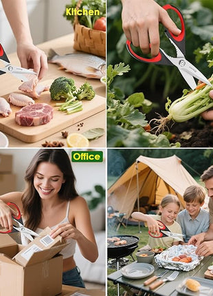 iBayam Kitchen Scissors All Purpose Heavy Duty, Kitchen Utensils Set, Stainless Steel Cooking Utensils Gadgets, Meat Poultry Food Shears Dishwasher Safe Utility Tools Home Gift, with Protective Sheath