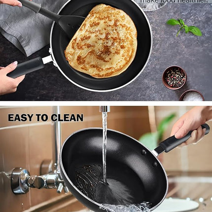 Cook N Home Pots and Pans Nonstick Kitchen Cookware Sets include Saucepan Frying Pan Stockpots 8-Piece, Heavy Gauge, Stay Cool Handle, Black