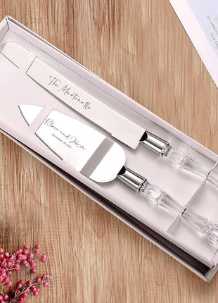 AW BRIDAL Personalized Wedding Cake Knife, Silver Cake Cutting Set Bridal and Groom Cake Knife Set for Wedding, Birthdays, Anniversary//DK2201CPP23//