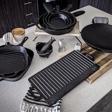 Backcountry Iron 8 Inch Square Grill Pan Medium Pre-Seasoned Cast Iron