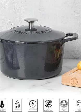 Martha Stewart Gatwick 4 Quart Enamel Cast Iron Dutch Oven - Grey