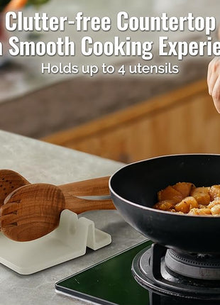 Zulay Kitchen Silicone Utensil Rest with Drip Pad for Multiple Utensils - BPA-Free, Heat-Resistant Spoon Rest & Spoon Holder for Stove Top - Kitchen Utensil Holder for Ladles & Tongs - Gardenia