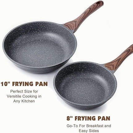 SENSARTE Nonstick Frying Pan Skillet, Swiss Granite Coating Omelette Pan, Healthy Stone Cookware Chef's Pan, PFOA Free (8/9.5/10/11/12.5 Inch) (10 Inch)