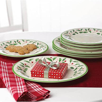 Lenox 863669 Holiday 4-Piece Melamine Dinner Plate Set, Christmas Dinnerware, Hosting (Pack of 4)
