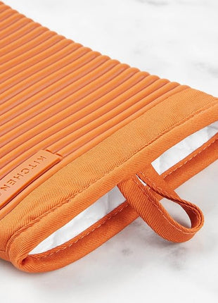 KITCHENAID Ribbed Soft Silicone Oven Mitt 2-Pack Set, 7.5"x13", Honey