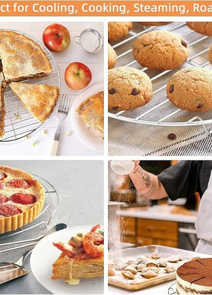 TamBee 9 Inch Round Cooling Racks for Cooking and Baking 304 Stainless Steel Cooling Racks Baking and Cooling Steaming Rack w Stand Cookware for Air Fryer Pressure Cooker Canning