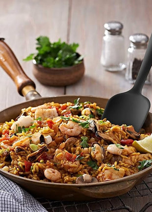 Silicone Spatulas Set Turners Tongs Cooking Utensils Set High Heat Resistant Kitchen Scraper Spatulas for Cooking Mixing Baking BPA Free Dishwasher Safe, Black