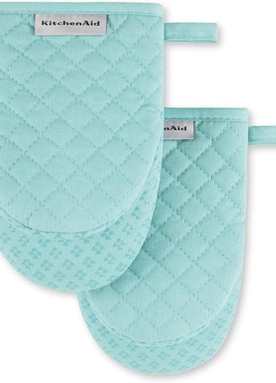 KitchenAid Asteroid Mini Oven Mitt 2-Pack Set, Mineral Water Aqua, 5.5"x8"