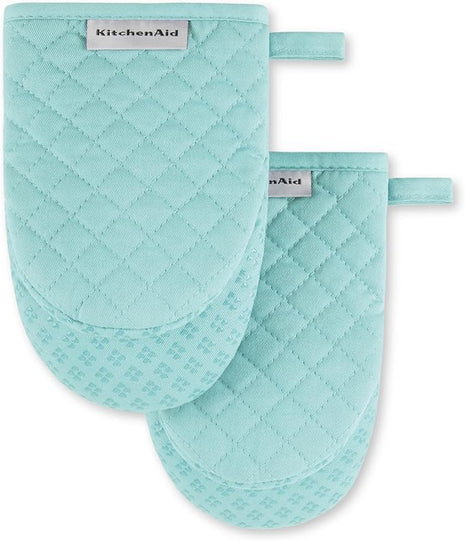 KitchenAid Asteroid Mini Oven Mitt 2-Pack Set, Mineral Water Aqua, 5.5"x8"