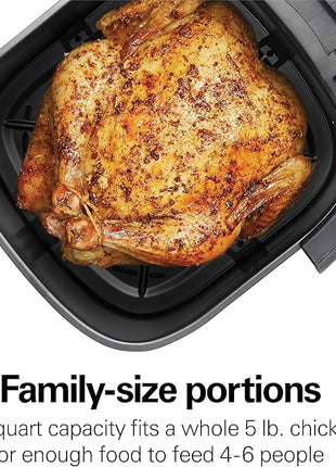 Hamilton Beach 5.8 Quart Digital Air Fryer Oven with 8 Presets, Easy to Clean Nonstick Basket, Black (35075)