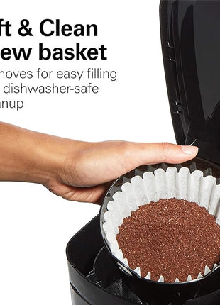 Hamilton Beach 12 Cup Programmable Drip Coffee Maker with 3 Brew Options, Glass Carafe, Auto Pause and Pour, Black Stainless (46293)