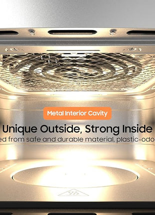 Iceagle Stainless Steel Air Fryer 9 Quart - Airfryer XXL with Large Viewing Window, Dual Heating Elements, 12-in-1 Function to Roast, Bake, Broil, Defrost, Reheat, Dishwasher-Safe Parts, 1700W, Siver