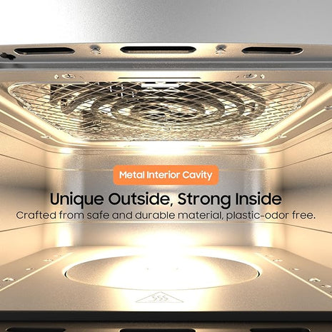 Iceagle Stainless Steel Air Fryer 9 Quart - Airfryer XXL with Large Viewing Window, Dual Heating Elements, 12-in-1 Function to Roast, Bake, Broil, Defrost, Reheat, Dishwasher-Safe Parts, 1700W, Siver