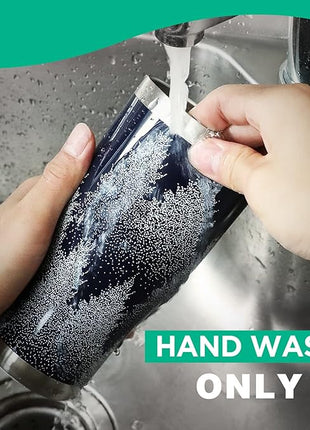 HAUSHOF 20oz Christmas Tumbler, Stainless Steel and Double Wall Insulated Travel Coffee Mug with Lid, Good Choice for Christsmas Gifts-Navy Blue with Pine Tree