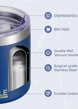 HASLE OUTFITTERS 10oz Insulated Tumblers with Lid and Straw,Stainless Steel Tumbler Travel Coffee Mug,Double Wall Reusable Tumbler Cup for Iced and Hot Drinks(Navy，12 Pack)