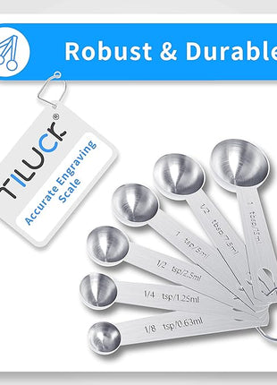 TILUCK Stainless Steel Measuring Cups & Spoons Set,Coffee Scoop Spoon,Kitchen Gadgets for Cooking & Baking,Set of