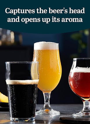 Libbey Crafts Brew Belgian Tulip Beer Glass Set, Elegant Belgian Beer Glasses Set of 6 for Belgian Ale, Dishwasher Safe Gift Set for Beer Lovers