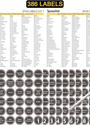 SpaceAid Spice Rack Organizer with 21 Spice Jars, 386 Spice Labels, Chalk Marker and Funnel Set for Cabinet, Countertop, Pantry, Cupboard or Door & Wall Mount - 21 Jars, 13.4" W × 9" H, Black