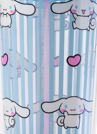 Silver Buffalo Sanrio Hello Kitty and Friends Cinnamoroll Hearts and Blue Stripes Plastic Cold Cup with Lid and Straw, 20 Ounces