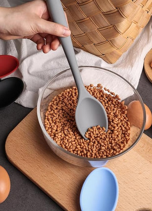 HAKSEN 4PCS Silicone Spoons for Cooking, 10.8'' Heat Resistant Mixing Spoons for Nonstick Cookware, Silicone Kitchen Utensils for Baking Stirring Serving Food, Sturdy and Durable