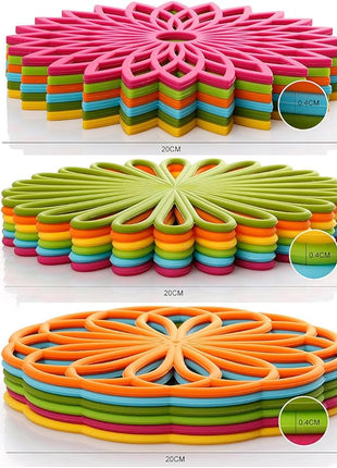 ME.FAN Silicone Trivet Mat - Kitchen Hot Pads for Pots & Dish - Insulated Teapot Trivet - Flexible, Durable, Non-Slip Large Coasters 3 Set Yellow