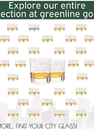 Greenline Goods Whiskey Glasses - 10 Oz Tumbler Gift Set for Nashville lovers, Etched with Nashville Map | Old Fashioned Rocks Glass - Set of 2