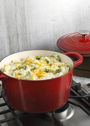 Crock-Pot Crock Pot Artisan 5 Quart Enameled Cast Iron Round Dutch Oven, Red