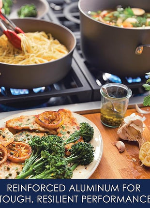 Rachael Ray - 87630 Rachael Ray Cucina Hard Anodized Nonstick Cookware Pots and Pans Set, 12 Piece, Gray with Red Handles