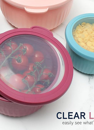 COOK WITH COLOR Prep Bowls with Lids- Wide and Deep Nesting Plastic Small Mixing Bowl Set with Lids, 8 Piece Set - Deep Bowls, Navy