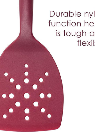 Rachael Ray 47916 3-Piece Lazy Tool Nylon Slotted Turner Set, Burgundy