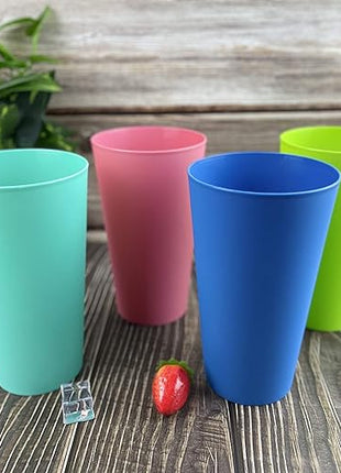 32-ounce Plastic Tumblers Reusable Dishwasher Safe BPA Free Set of 12 Multicolor Large Drinking Cups