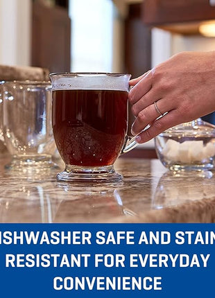 Anchor Hocking Café Glass Coffee Mugs, 16 oz, Set of 6