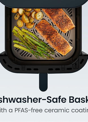 Chefman Crispinator Air Fryer 6-in-1 with 8 Qt capacity, 450°F Max Temp with TurboFry Pro Technology for Fast and Even Results, Viewing Window, Nonstick Ceramic Basket