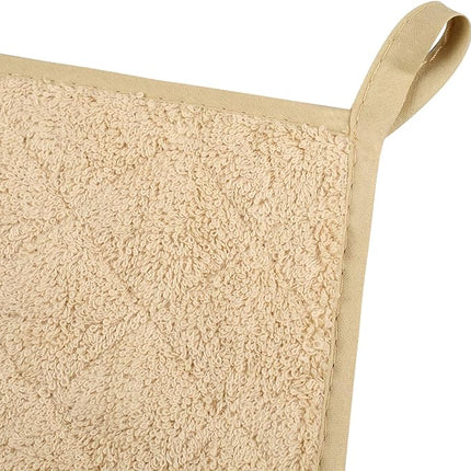 100% Cotton Kitchen Everyday Basic Terry Pot Holder Heat Resistant Coaster Potholder for Cooking and Baking Set of 5 Light Brown