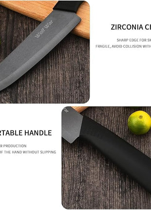 Ceramic Knife, Ceramic Knife Set with Protective Cover, Kitchen Knife Set with 4-Piece Knife and 1 Peeler, Chef's Knife Sets for Meat, Fruit, Vegetables - Black